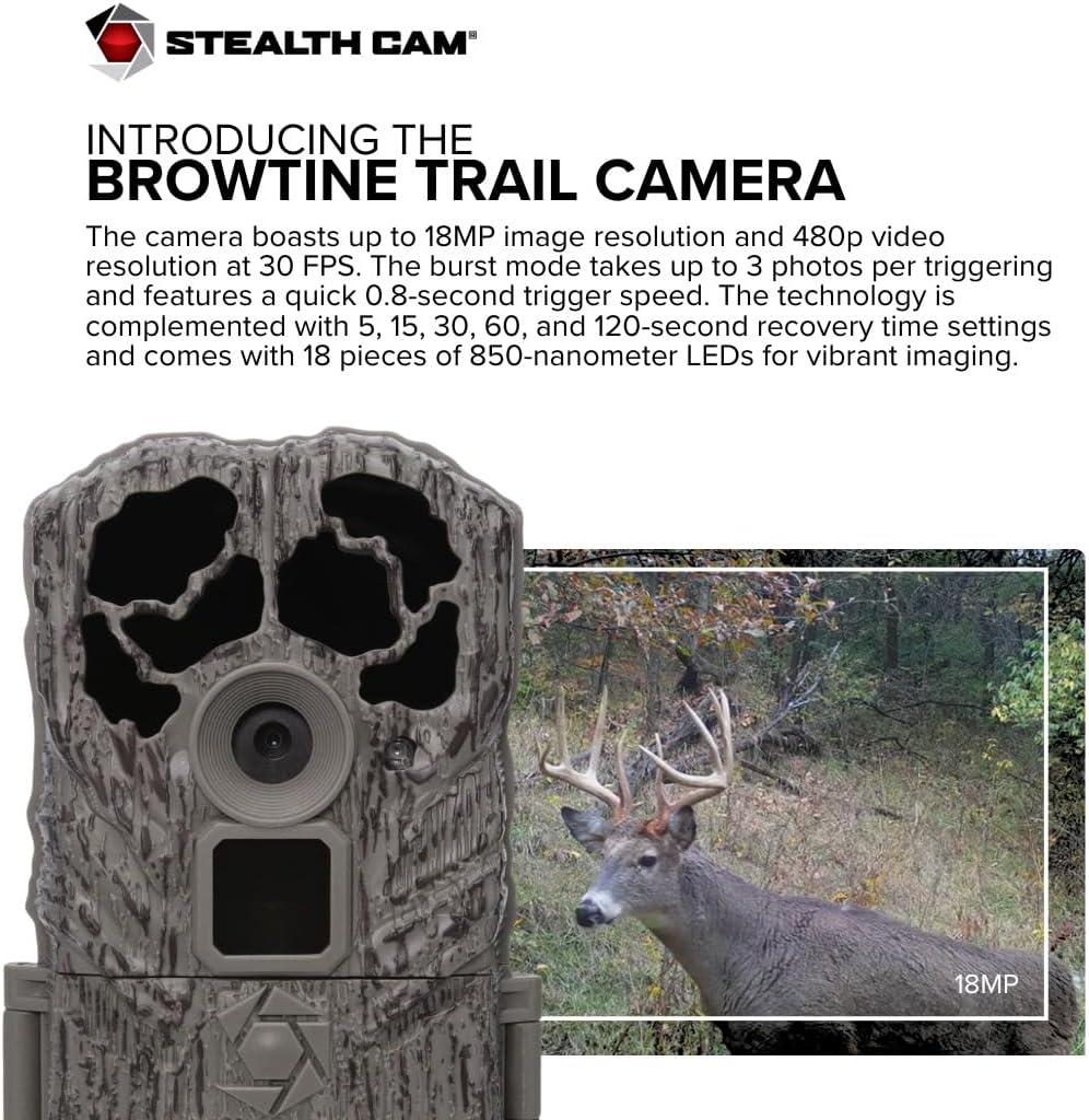 Stealth Cam Browtine 18MP Digital Trail Camera Bundle with 16GB SD Card and Focus Card Reader (2 Pack)