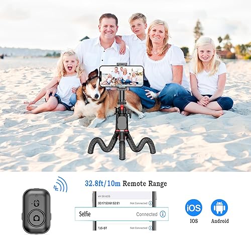 Miniatura 10 de Fotopro Trípode flexible horizontal para teléfono con zapata fría para mini teléfono, trípode para selfies vlogging, maquillaje, transmisión en vivo