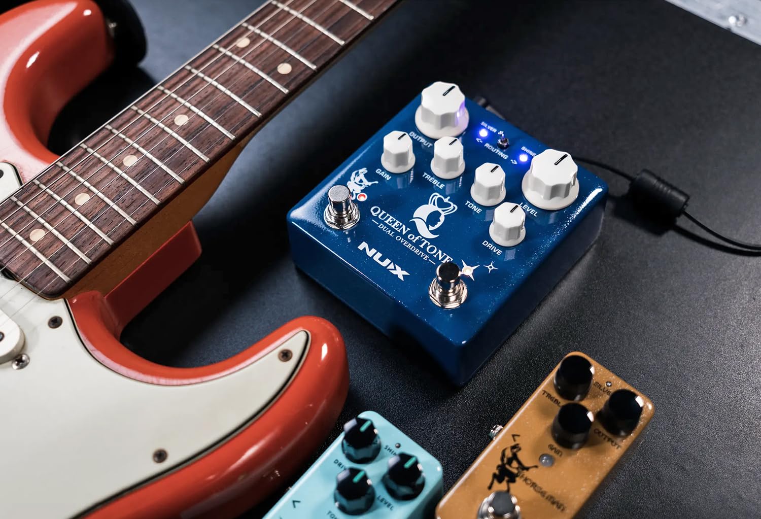 Nux NBK-5 Masamune Booster et compresseur Pédale d'effets pour guitare + bloc d'alimentation Keepdrum