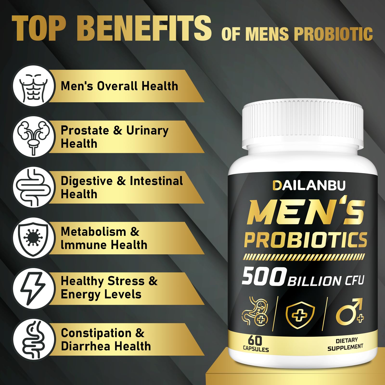 Probiotics for Men 500 Billion CFU, 16 in 1 Advanced Mens Probiotic, 60 CT — Amazon image 5