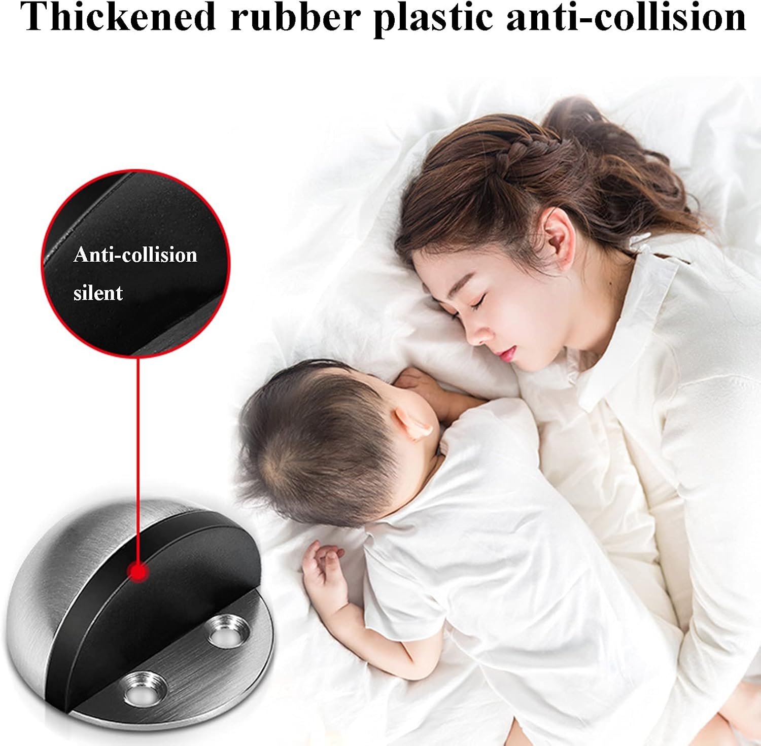 Oval Floor Mounted Door Stop Stainless Steel Floor Door Stopper - 4Pieces Oval Floor Mounted Half Moon Door Stops with Screws and Glues for Protect Walls and Doors,Red(Green)