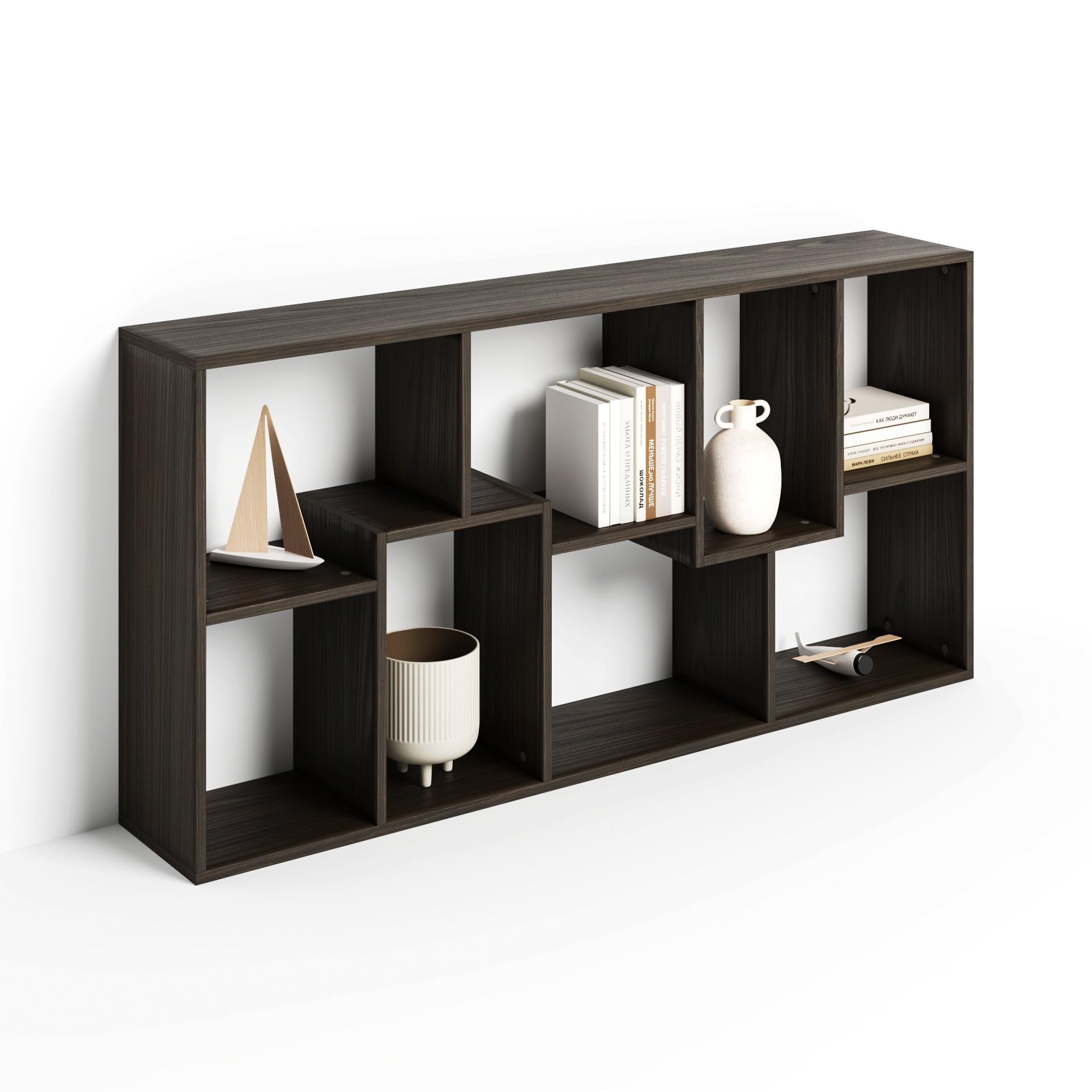Mobili Fiver, Iacopo XS Bookcase (160.8 x 80 cm), Dark Walnut, Made In Italy