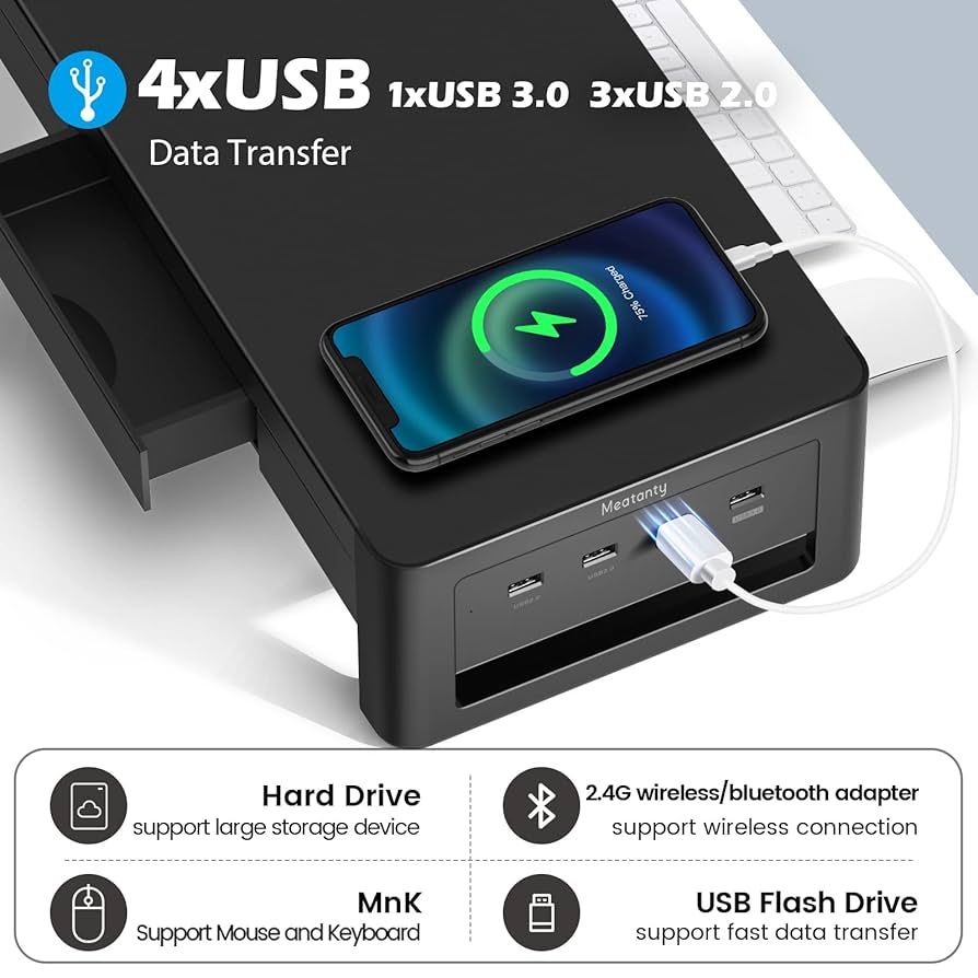 Amazon.com: meatanty 2 in 1 Monitor Stand Riser with 2