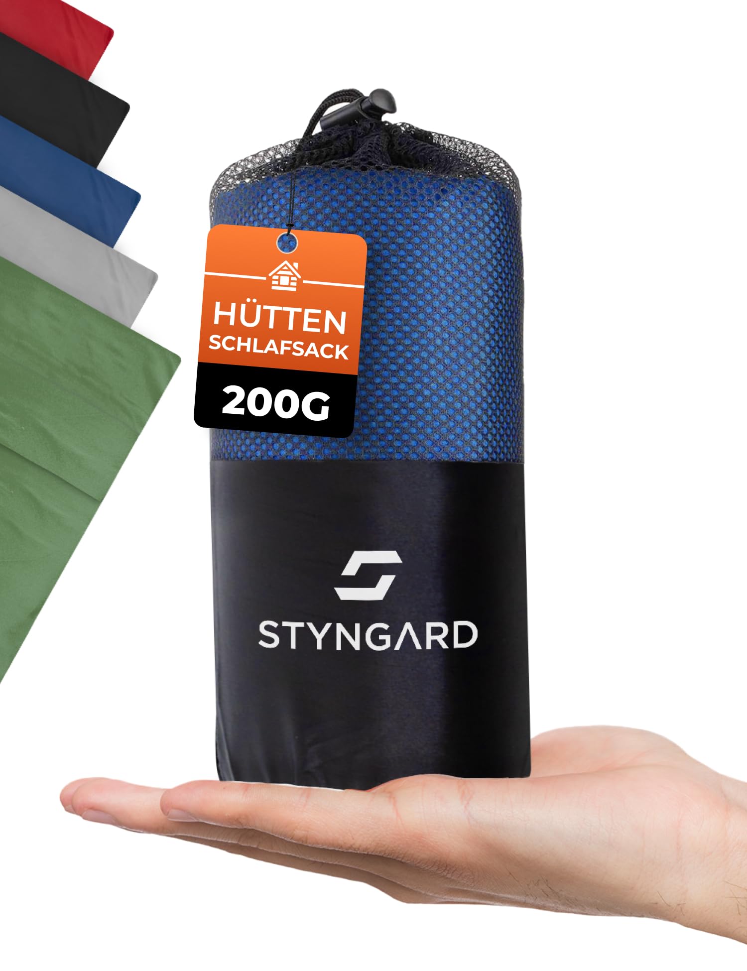 STYNGARD 2in1 Hüttenschlafsack Ultraleicht aus Mikrofaser [200g] - Ultraleichter Schlafsack kleines Packmaß - Dünner Schlafsack Inlett leicht & weich - Modell Hanoi