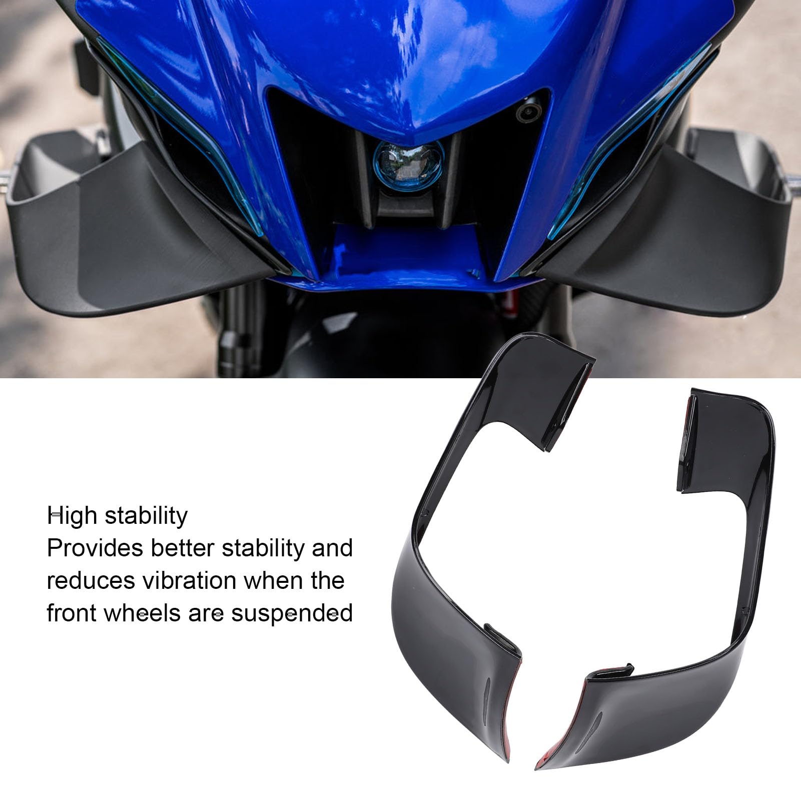 1 paio di carenature per moto, ali laterali aerodinamiche, deflettori antivento con spoiler winglet per YZF R7 dal 2020 al 2024 (nero lucido)