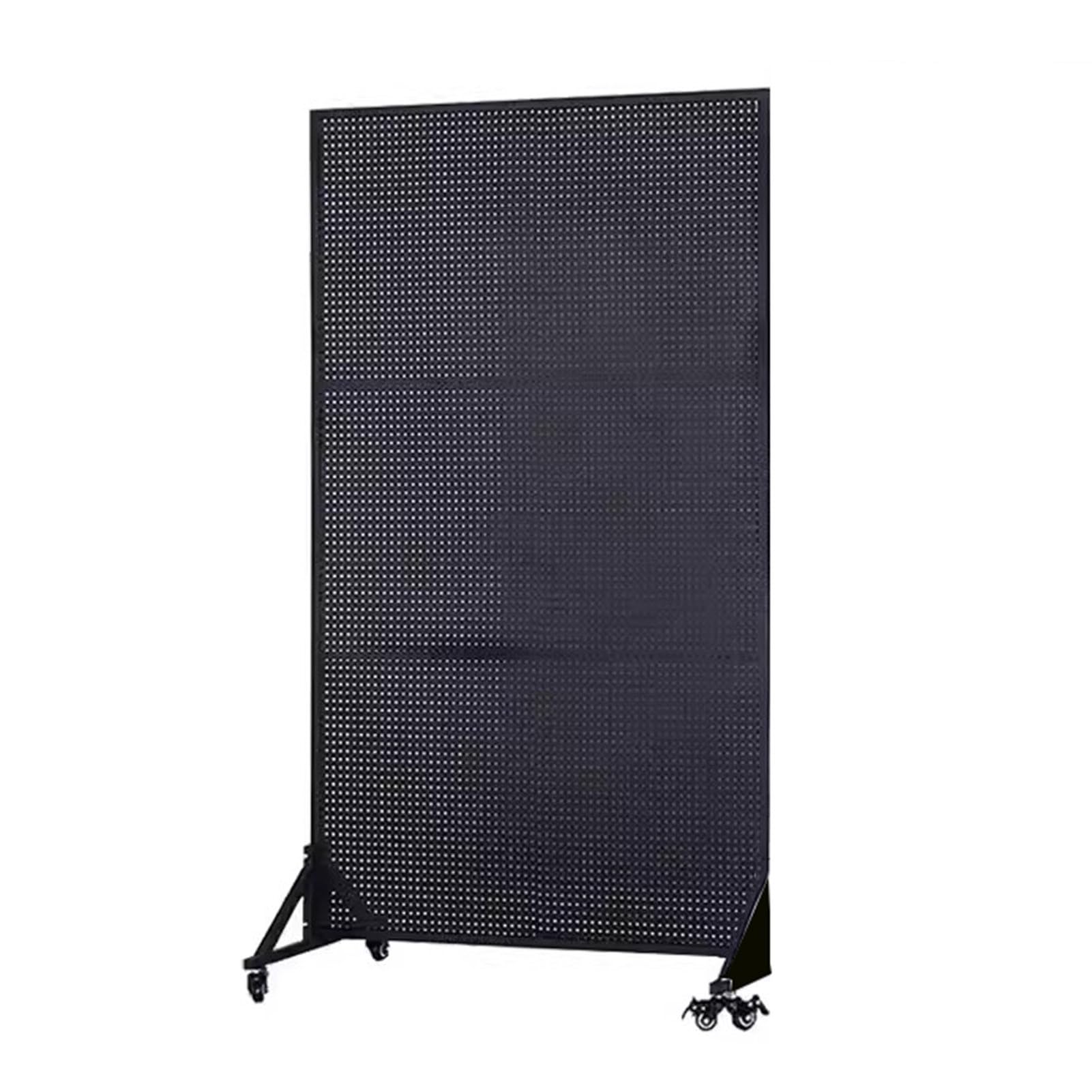 Genérico Perforowane panele ścienne Organizer Stojąca perforowana tablica wieża wystawowa, czarny, 60x160cm, sztuka i narzędzia z dodatkowymi kołami pasowymi i hakami, perforowane panele