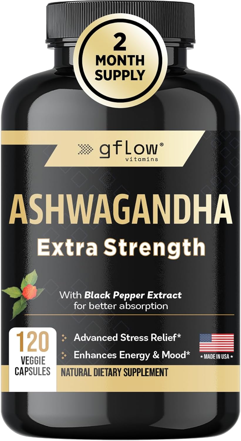 Ashwagandha Supplements – ashwagandha Powder Capsules Extra Strength with Black Pepper | Mood Support, Focus, Energy Support | Vegan Friendly, Non-GMO, Made in USA