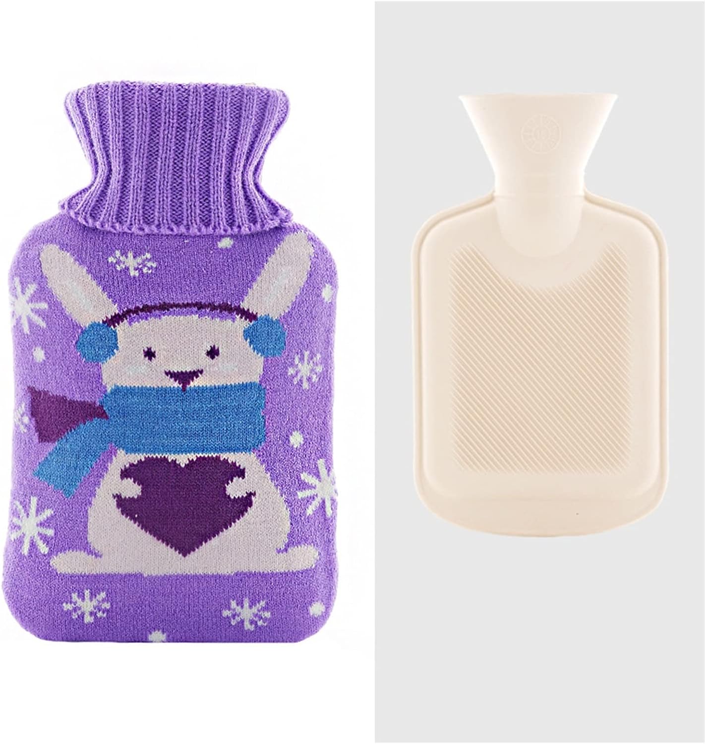 Rubber Hot Water Bottle with Cover Knitted, Rubber Hot