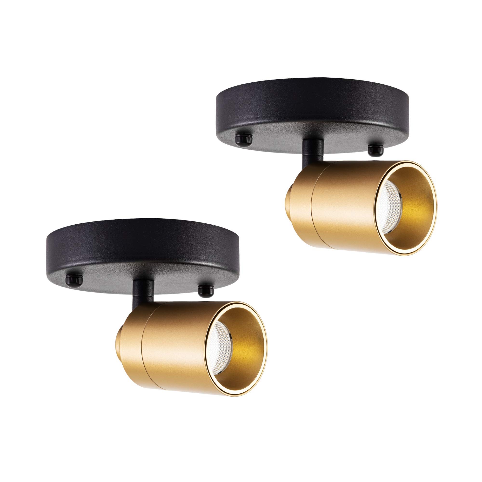 VidaLite LED Monopoint Sconce Adjustable Flush Mount Spot Light with Rotating Head For Living Room Dining and Office, 2 Pack, Gold, 2