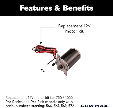 Lewmar 3rd Generation Replacement 12V Motor Kit for 700/1000 Pro-Series/Fish Models Only with Serial Numbers Starting in 566, 567, 569, 572-2020201010