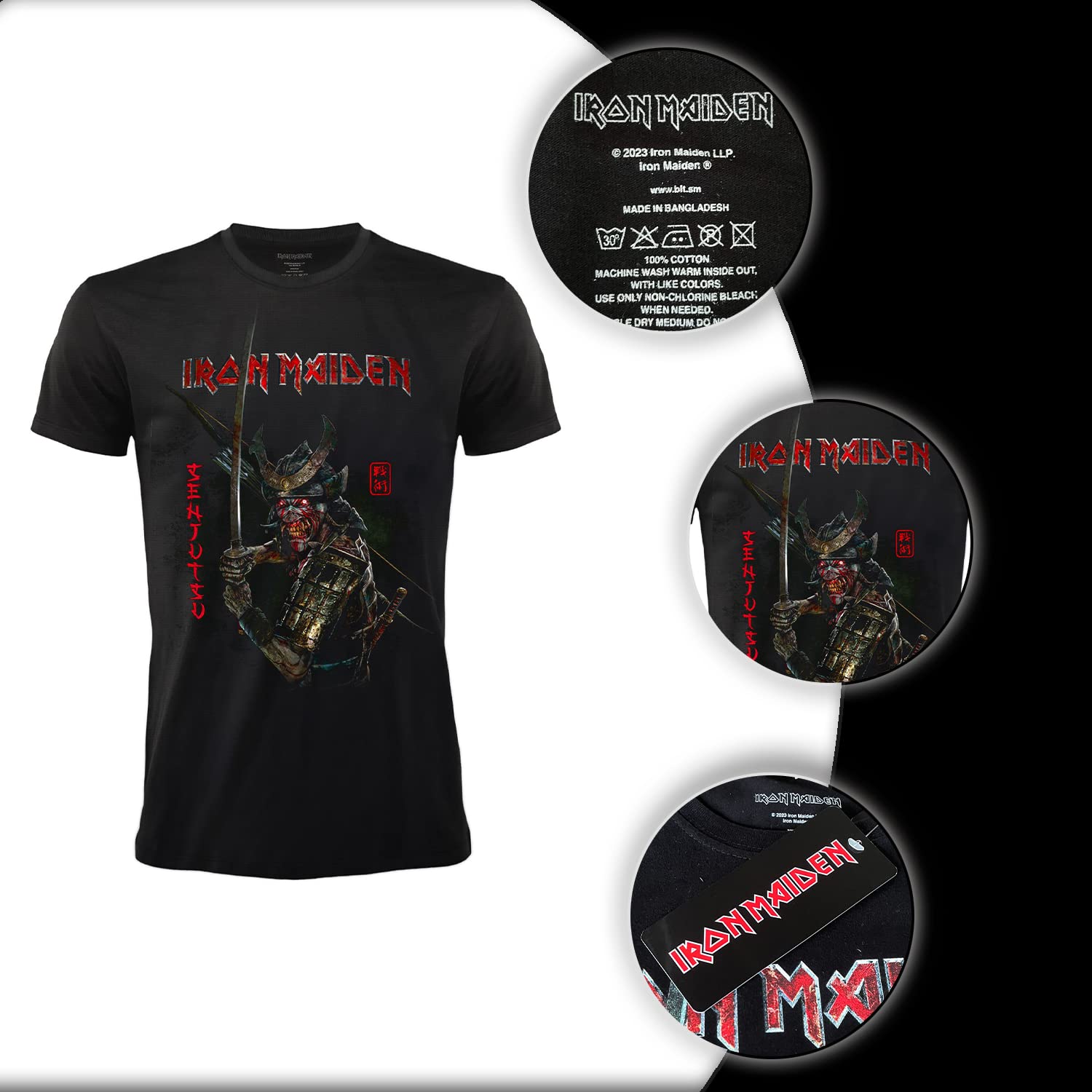 T-Shirt Iron Maiden Senjutsu T-shirt Rock Officiel Noir Band Heavy Metal Coton Unisexe Adulte Garçon.