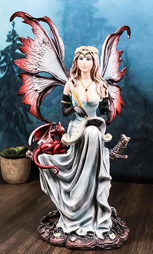 Miniatura 8 de Ebros Gift Fantasía Poder y Magia Rubia Hada Escriba Reina y Dragón Incubador Rojo Escribir Sobre Dragones Cuentos Pergamino con pluma Figura Figura