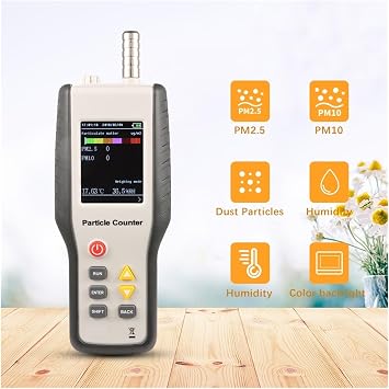 Professional Dust Particle Counter, Handheld PM2.5 Detector Particle Counter Air Quality Monitor Home Indoor Dust Particles Meter 2.8in LCD Display