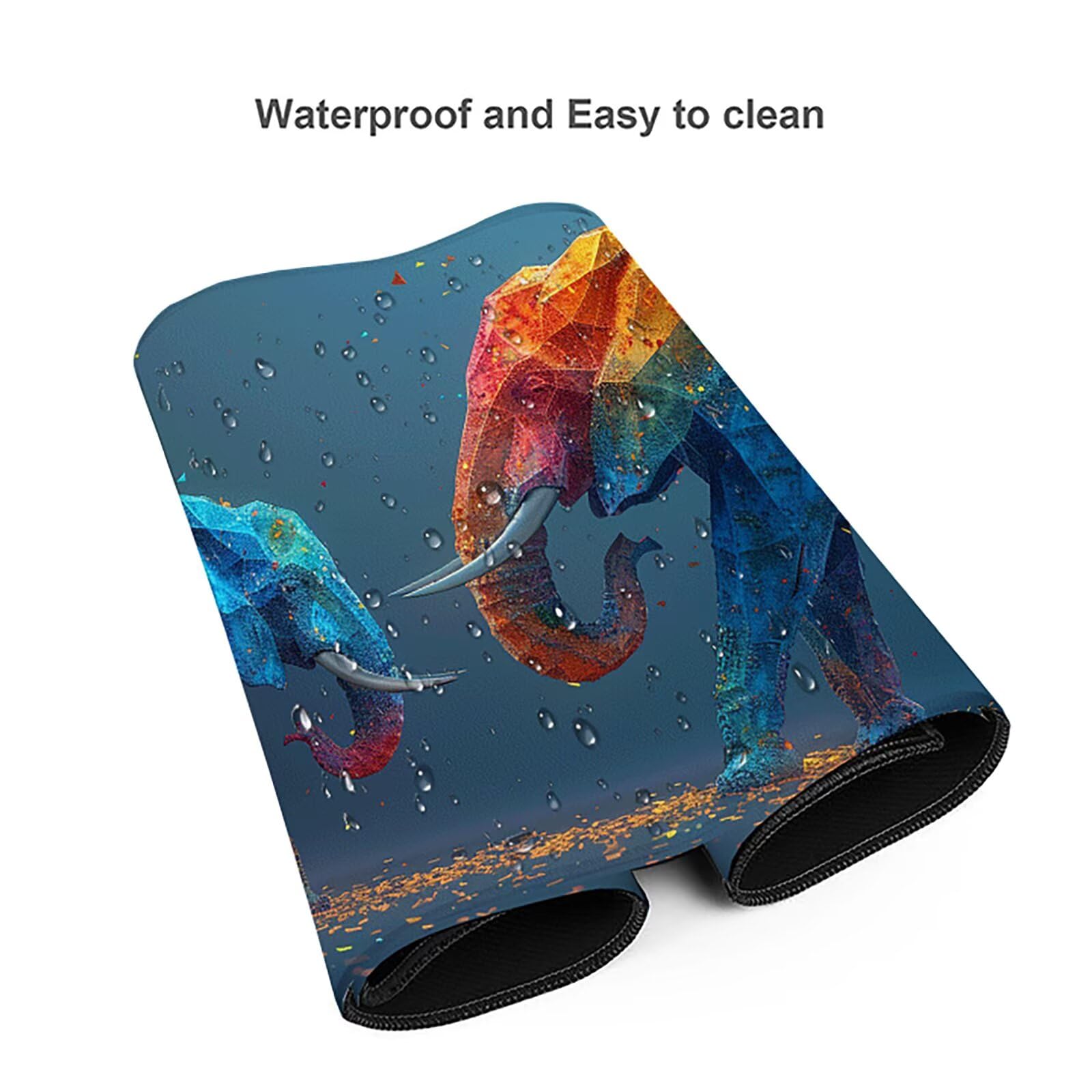 Elefante Alfombrilla Ratón Gaming XXL 1500 x 800 mm, Alfombrilla Gaming Color Mousepad con Base de Goma Antideslizante, Impermeable Desk Mat para Teclado y Raton, Accesorios Gaming, Regalos 2-S