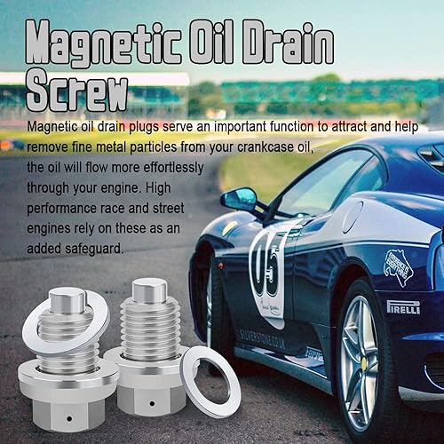 Miniatura 7 de Tapón magnético de drenaje de aceite M12 x 1.5, junta de tapón de aceite, tapón de drenaje de aceite de aluminio, perno de tuerca de drenaje de