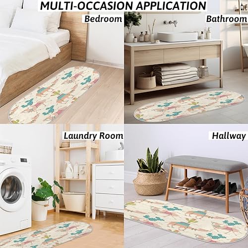 Miniatura 7 de Camels - Alfombra ovalada suave y esponjosa para dormitorio, 20 x 47 pulgadas, alfombra de felpa lanuda de felpa lanuda antideslizante, absorbente,