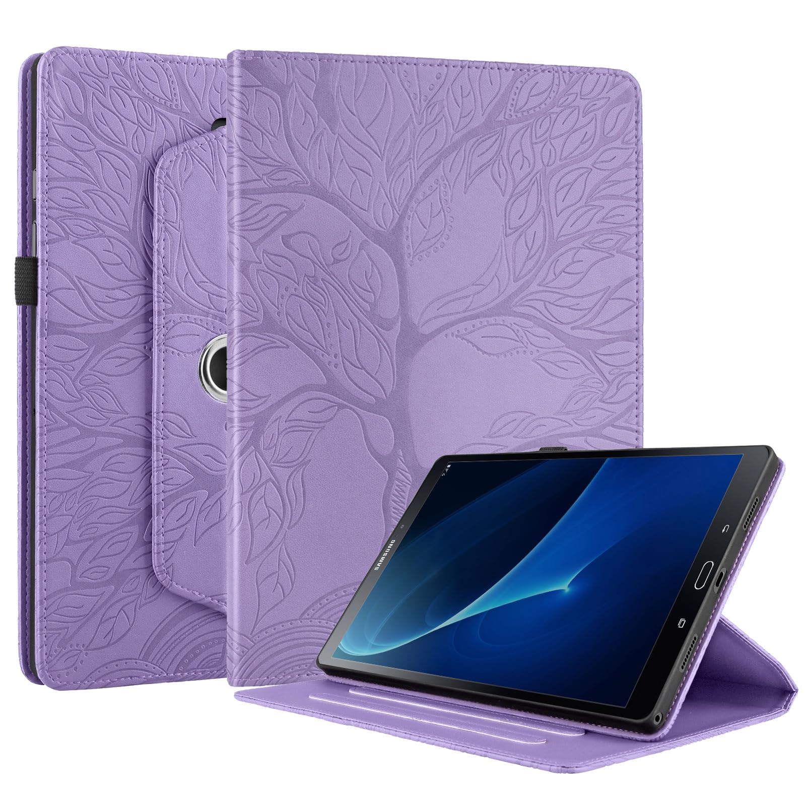 Succtopy Hülle für Samsung Galaxy Tab A6 2016 10.1 Zoll PU Leder 360°Drehbar Multi-Winkel Lederhülle mit Standfunktion und Stifthalter Schutzhülle Galaxy Tab A6 2016 SM-T580/SM-T585 Violett