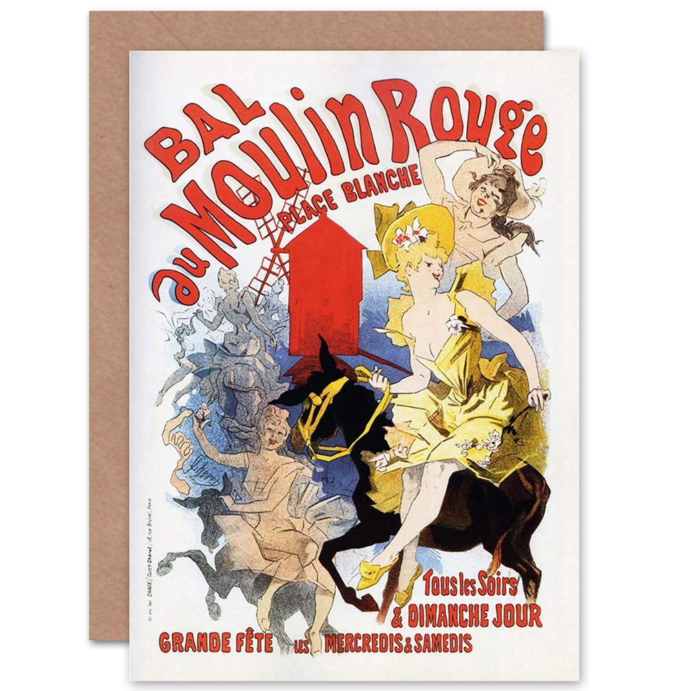 Wee Blue Coo THEATRE CULTURAL MOULIN ROUGE PARIS FRANCE WINDMILL DANCING GREETING CARD