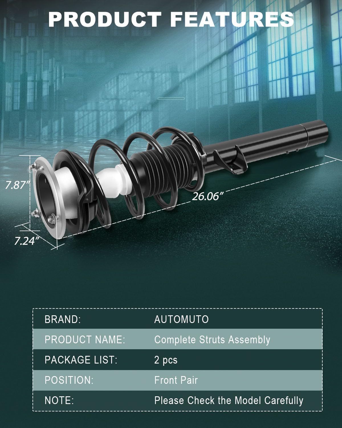 AUTOMUTO Front Pair Complete Struts Spring Assembly Shock Absorber Compatible with 08-13 for BMW 128i, 08-13 for BMW 135i, 06 for BMW 325i, 07-13 for BMW 328i Struts 72756 72755