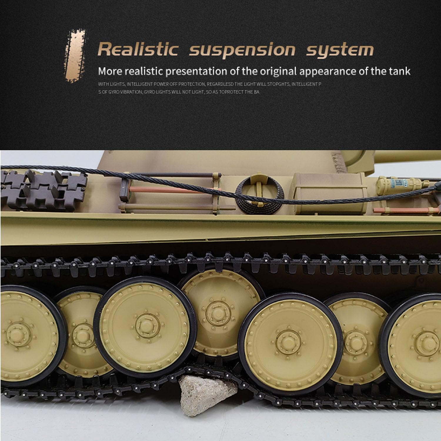 1/16 Henglong RTR 7,0 - Carro armato radiocomandato tedesco Panther G 3879, ingranaggi in acciaio BB IR, suono fumo, radio 2,4 G, batteria 1800 mAh, 320 gradi