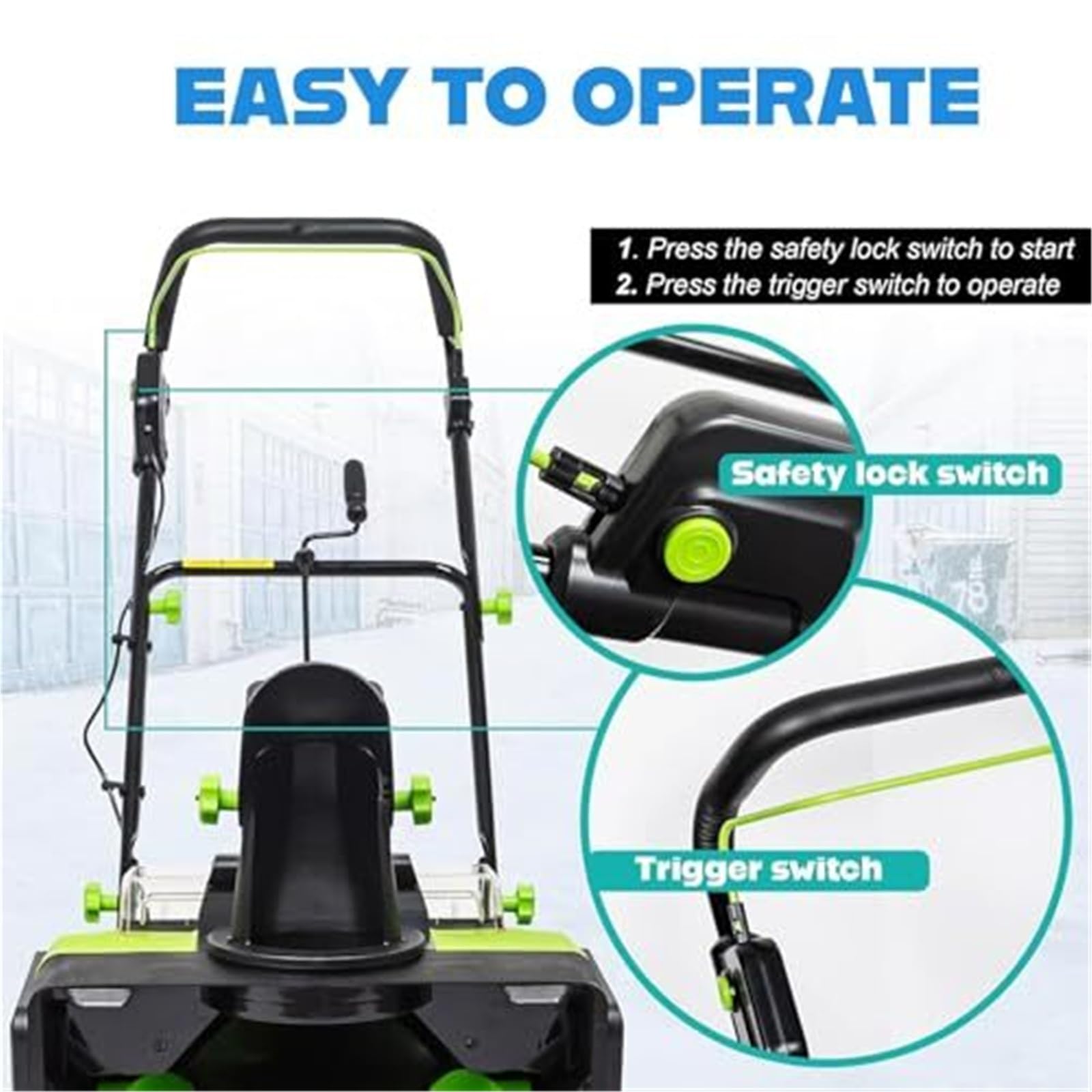 Spazzaneve elettrico senza fili, 50,8 cm, motore da 3500 W, doppia luce LED, distanza di lancio di 7,6 m, aratura 385,6 kg/min, scivolo regolabile, guanti e occhiali inclusi
