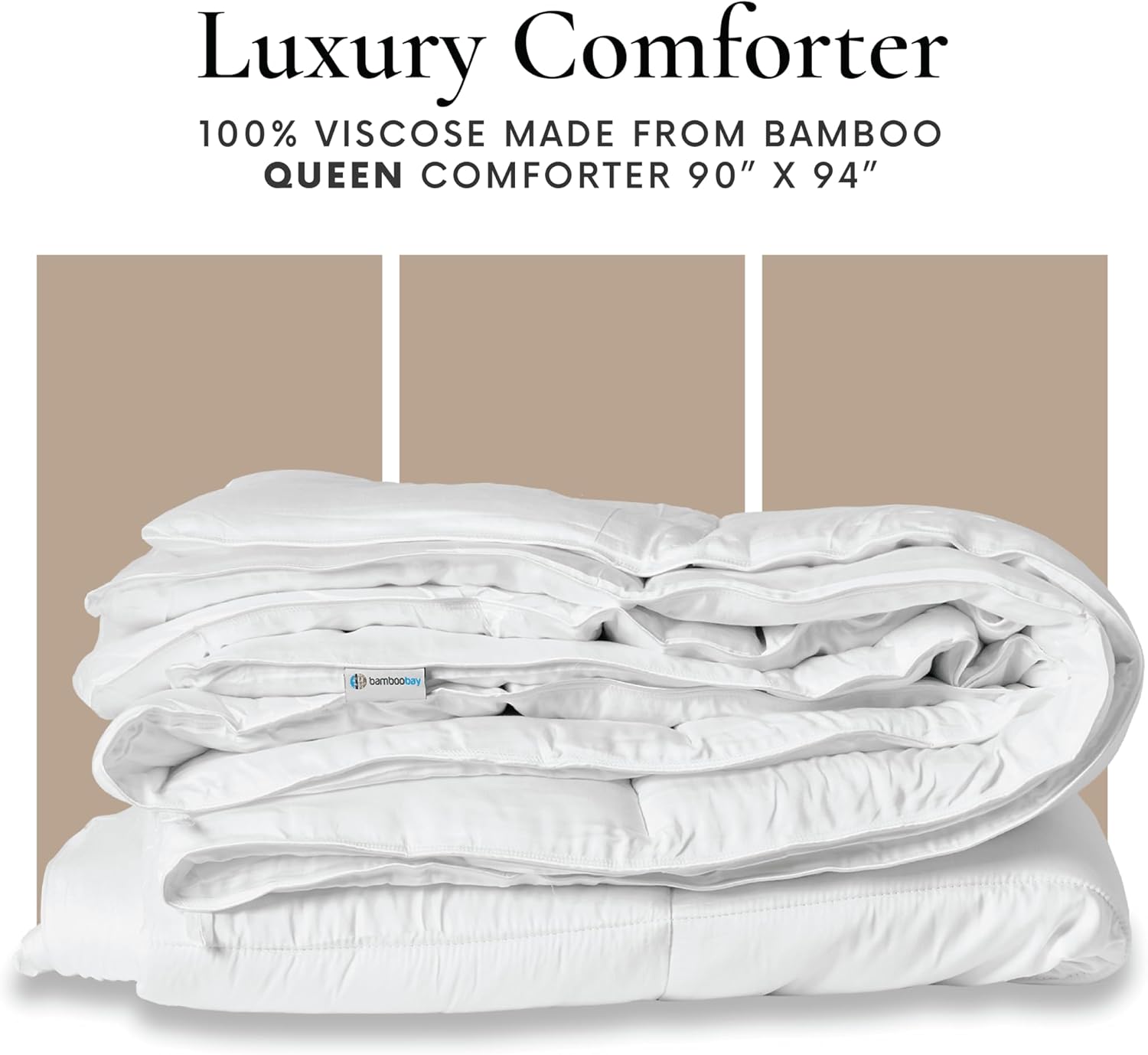 Bamboo Bay All Season Queen Size Comforter, 100% Viscose Made from Bamboo, Soft Quilted Down Alternative Duvet Insert with Corner Tabs, Breathable Cooling Bedding, 90 x 94 Inch - Image 6