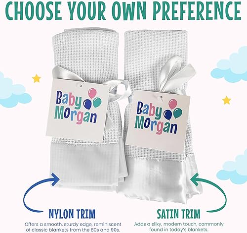 Miniatura 6 de Manta térmica para bebé con ribete de nailon satinado, 36 x 50 pulgadas (ribete de nailon, blanco)