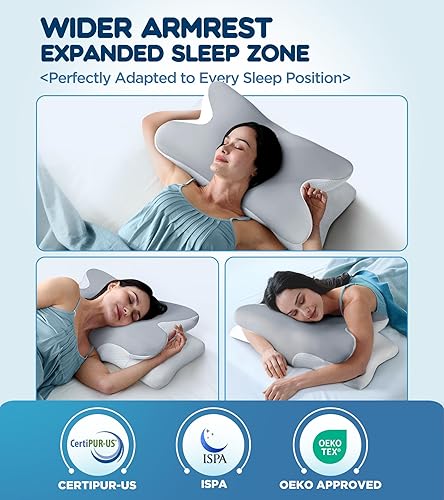 Miniatura 6 de Almohada cervical eficaz para el alivio del dolor para dormir, almohada ergonómica refrescante para dormir de lado para soporte del cuello,