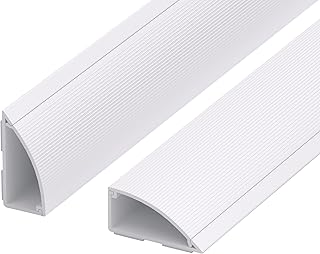 ZhiYo 10ft Floor Cord Cover for Corner, Large Cord Hider for 3-5 Cords, Self-adhesives PVC Wire Cover for Baseboard/Floor/Wall Cable Management, White Cable Raceway, 0.8in x 1.8in, 3 x L3.3ft