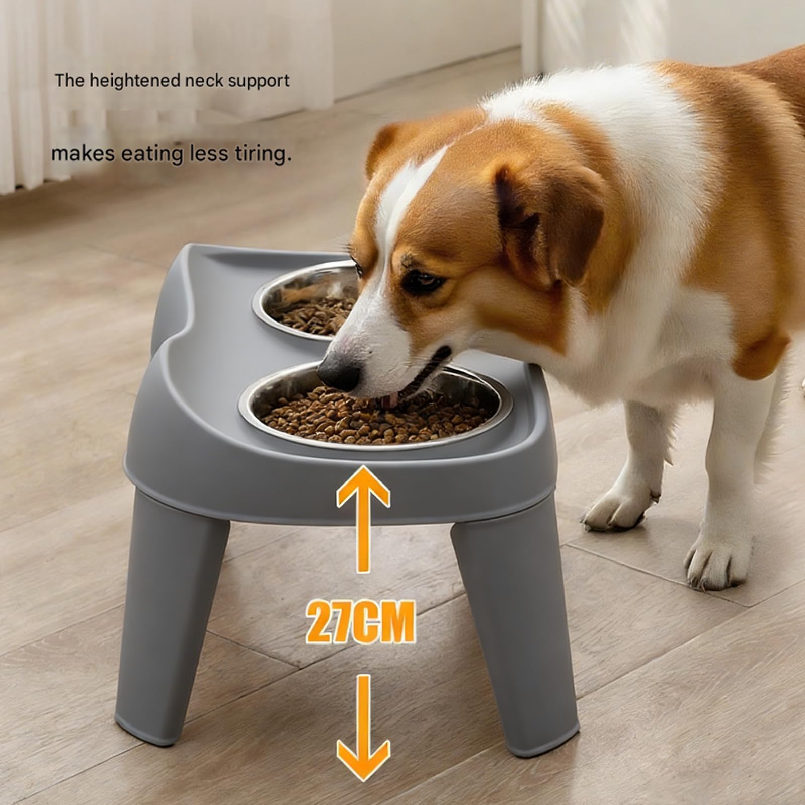 Gamelle pliable portable pour chien - Inserts en acier inoxydable - Facile à nettoyer - Évite la fatigue du cou - Gamelle surélevée pour chien