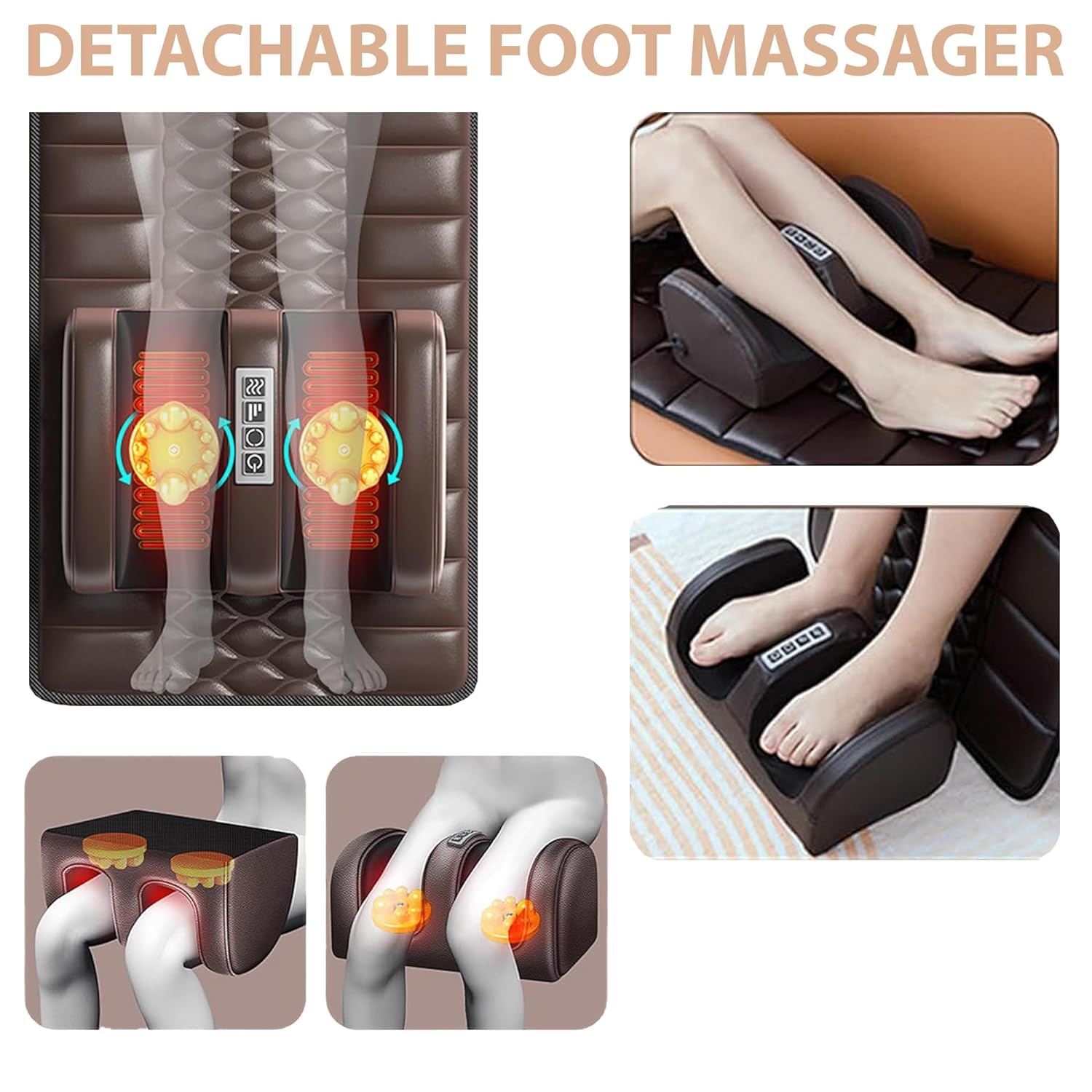 FLORISELL Electric Massager Machine For Pain Relief, Full Body Heating Vibration Massage Pad With Movable Shiatsu Neck Massage Pillow, 9 Vibrating & 3 Heating Mode, Neck, Shoulder Back Massager, Brown FLORISELL Electric Massager Machine For Pain Relief, Full Body Heating Vibration Massage Pad With Movable Shiatsu Neck Massage Pillow, 9 Vibrating & 3 Heating Mode, Neck, Shoulder Back Massager, Brown