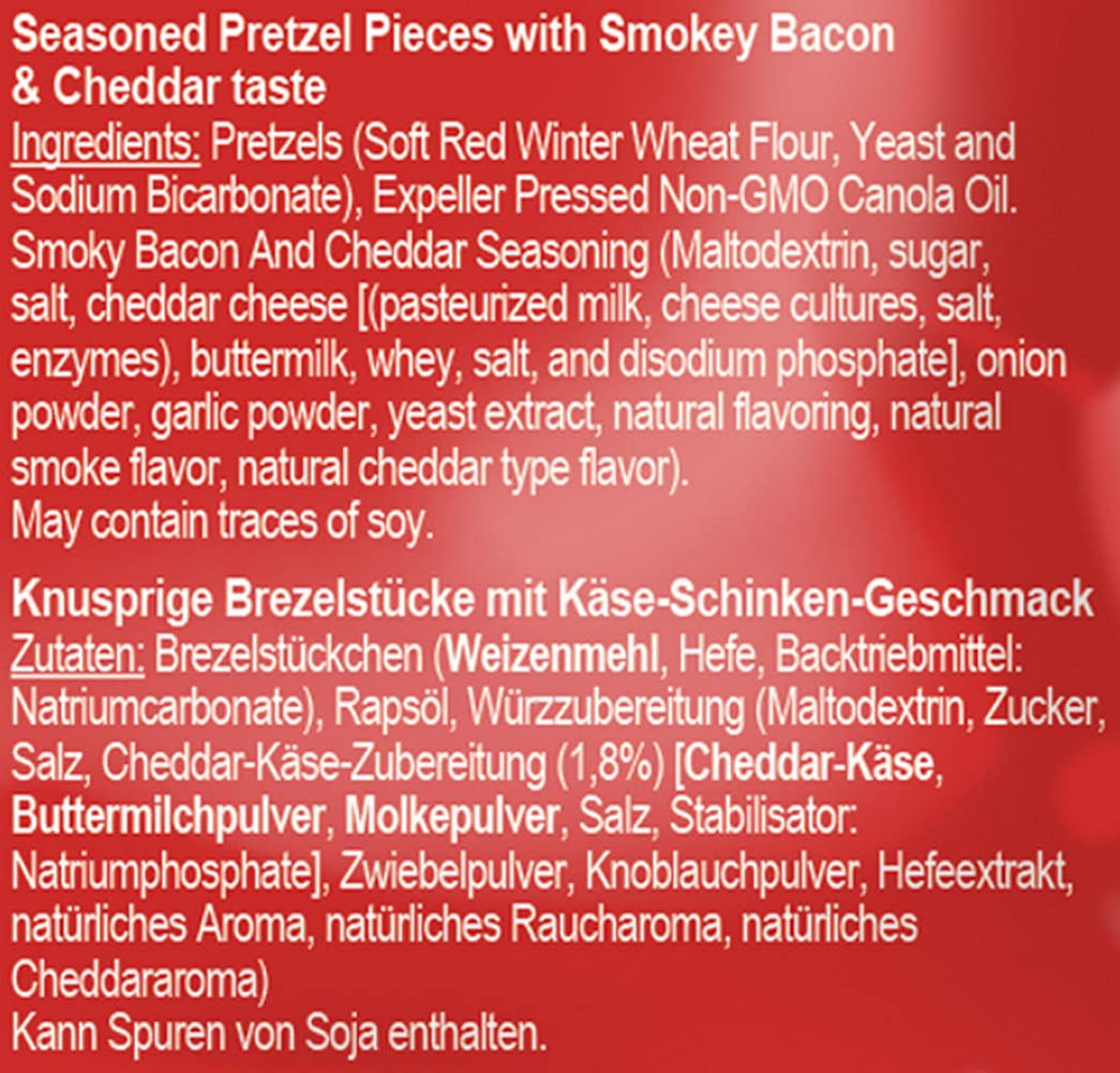 Pretzel Pete Pretzel Pieces - Smokey Bacon Cheddar, Leckeres Bretzelgebäck – Salziger Knabberspaß - (8x160g)