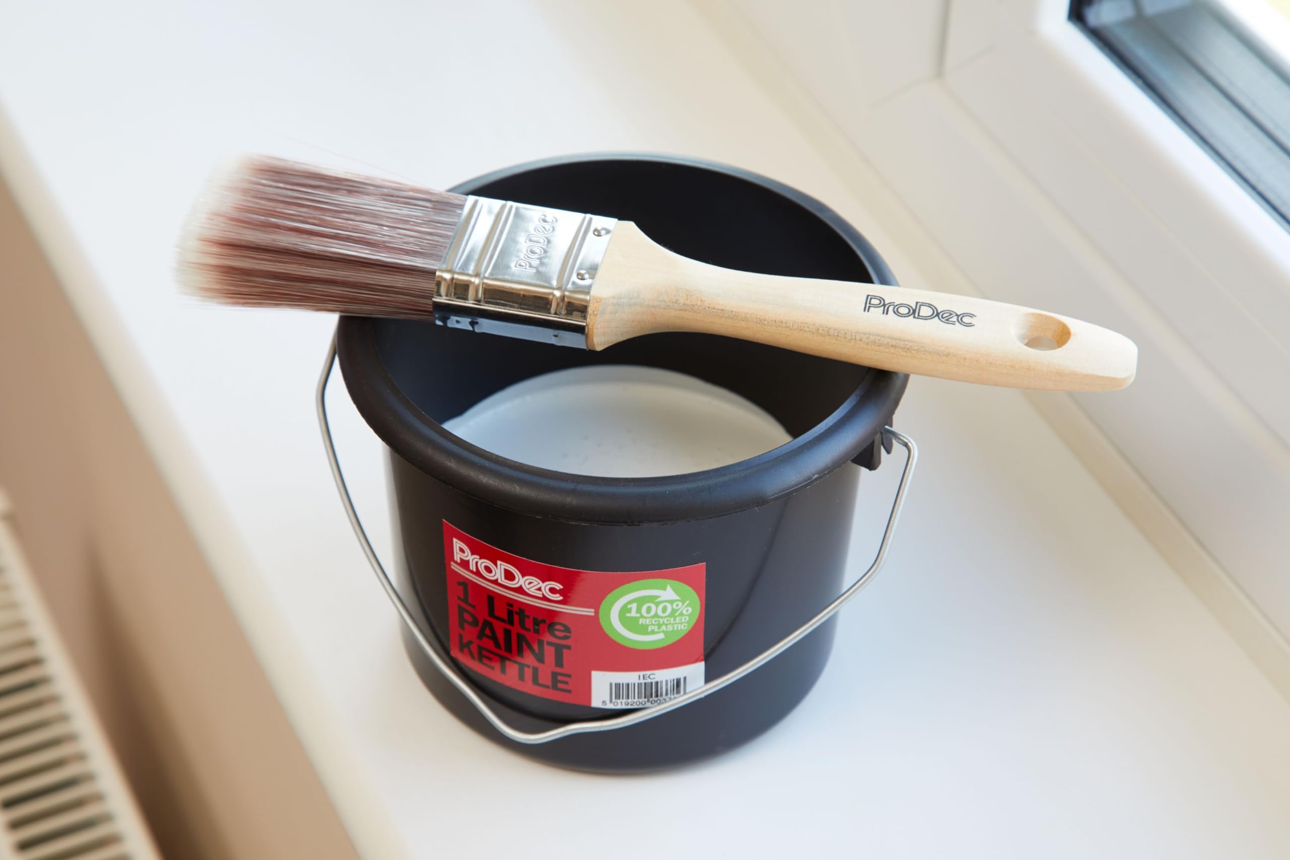 Hervidor de Pintura de plástico 100% Reciclado ProDec de 2,5 litros para decantar Pintura, Barniz, tratamientos para Madera de Botes Grandes y Mezclar Pasta de Papel Pintado