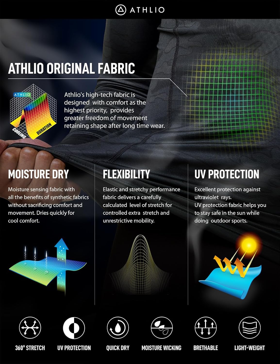 ATHLIO Men's UPF 50+ Long Sleeve Compression Shirts, Water Sports Rash Guard Base Layer, Athletic Workout Shirt - Image 7