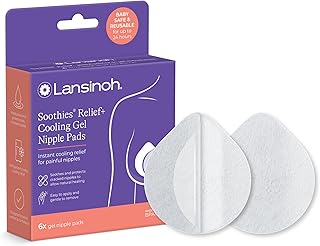 Lansinoh Soothies Cooling Gel Nipple Pads, 6 Count | Reusable Hydrogel Pads for New Moms, Soft & Gentle Breastfeeding Essentials