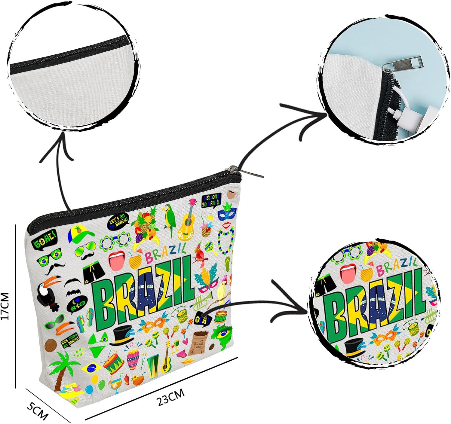 WZJHCL Brazil Trip Travel Pouch Bag Brazil Travel Gift Brazil Traveller Travel Storage Organizer Bag Brazil Souvenir (Brazil)