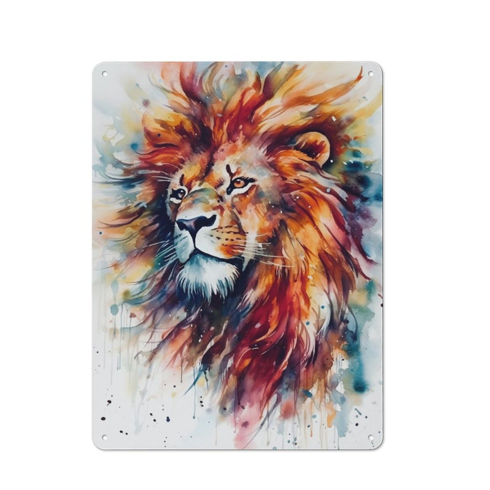 Watercolors Lion 1 Printed Metal Sign 40x30cm for Studio Or Craft Room, for Creative-space Collectors