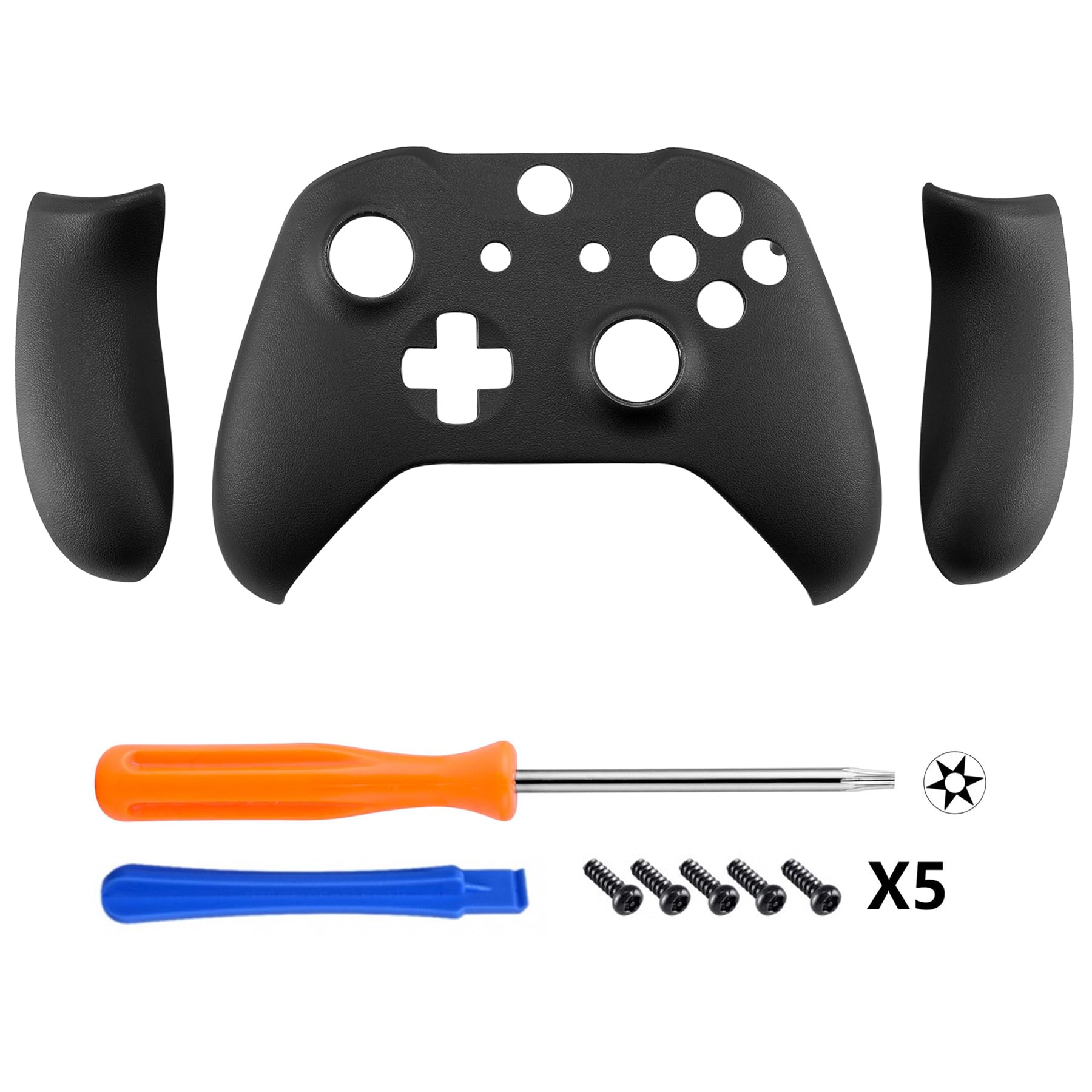 eXtremeRate Cover Grip per Xbox One S X Controller Model 1708,Custodia Frontale Case Scocca Copertura Impugnatura Shell Ricambio per Xbox One S X Joystick-PU Nera