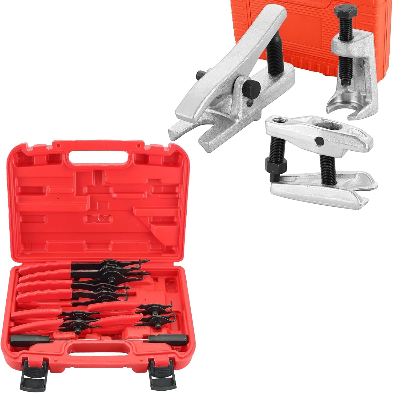 DASBET Snap Ring Plier Set 11PCS Straight & Bent Retaining Ring Pliers w/Hook & Pick & Ball Joint Separator Tool Kit