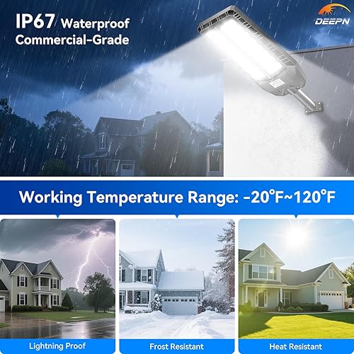 Miniatura 7 de Deepn Luces solares para exteriores, farolas solares para exteriores, luz LED de seguridad con sensor de movimiento y atardecer a amanecer para