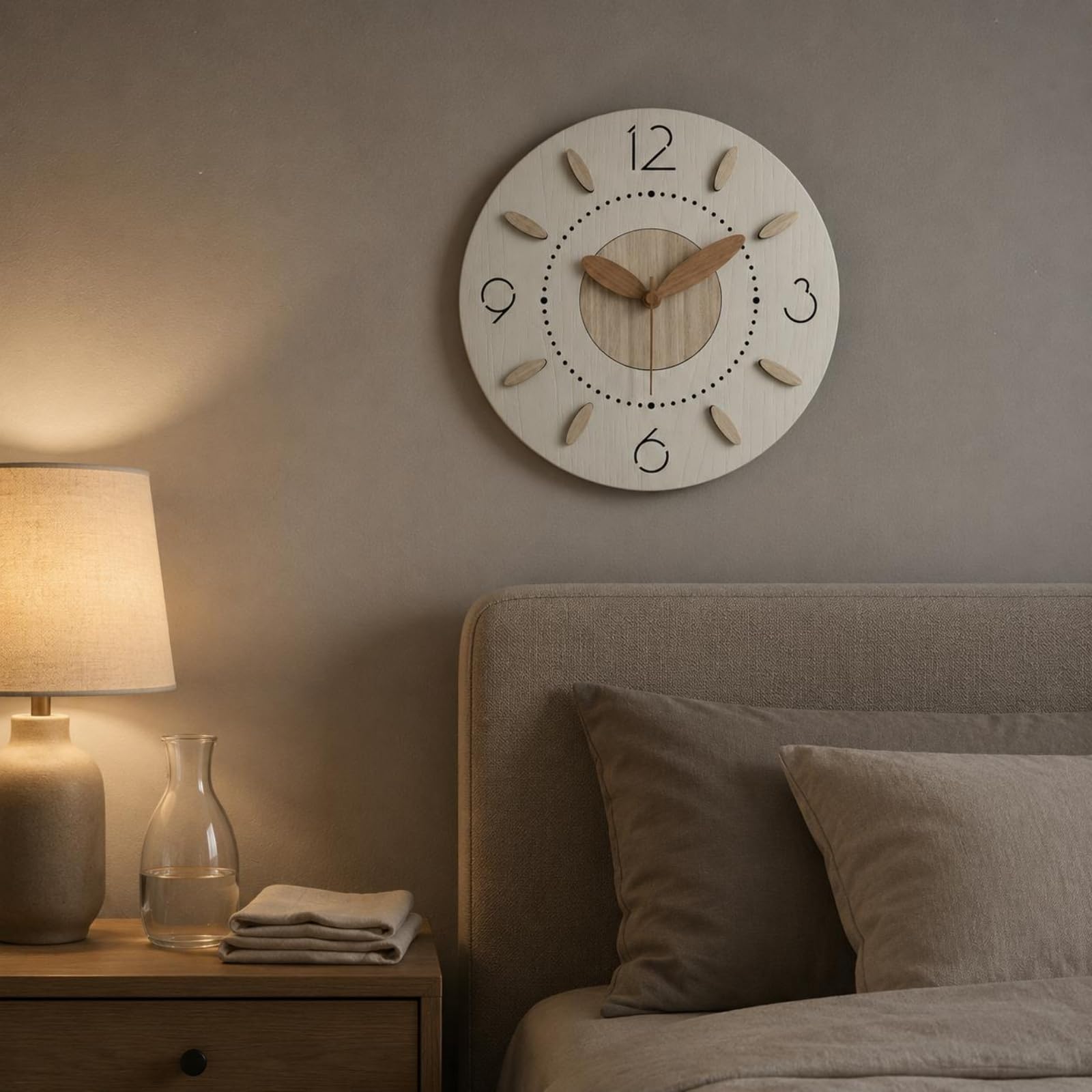 Milageto Wanduhr Moderne Holz mit Klarem Zifferblatt Und Deutlichen Ziffern Geräuschlos für Angenehme Ruhe Dreidimensionaler Look für Wohnzimmer Schlafzimmer Büro Praxis, B-Modell, 15 Zoll
