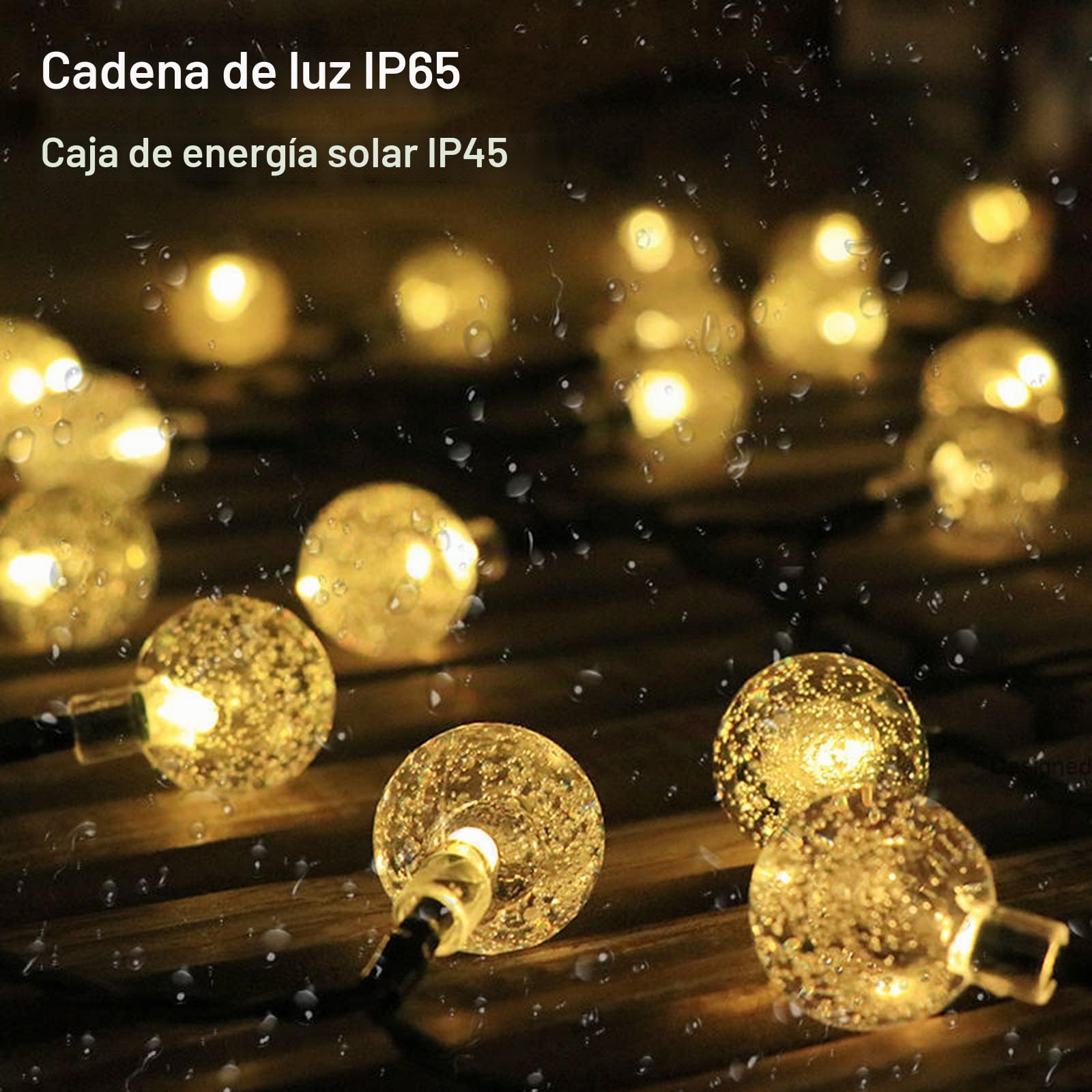 Auting Solaire LED Guirlandes,11m 60LED Guirnaldas Luces Exterior Solar Blanco Cálido 8 Modos & Impermeable Luces Navidad Exterior para Terraza, Fiestas, Jardines,Interior