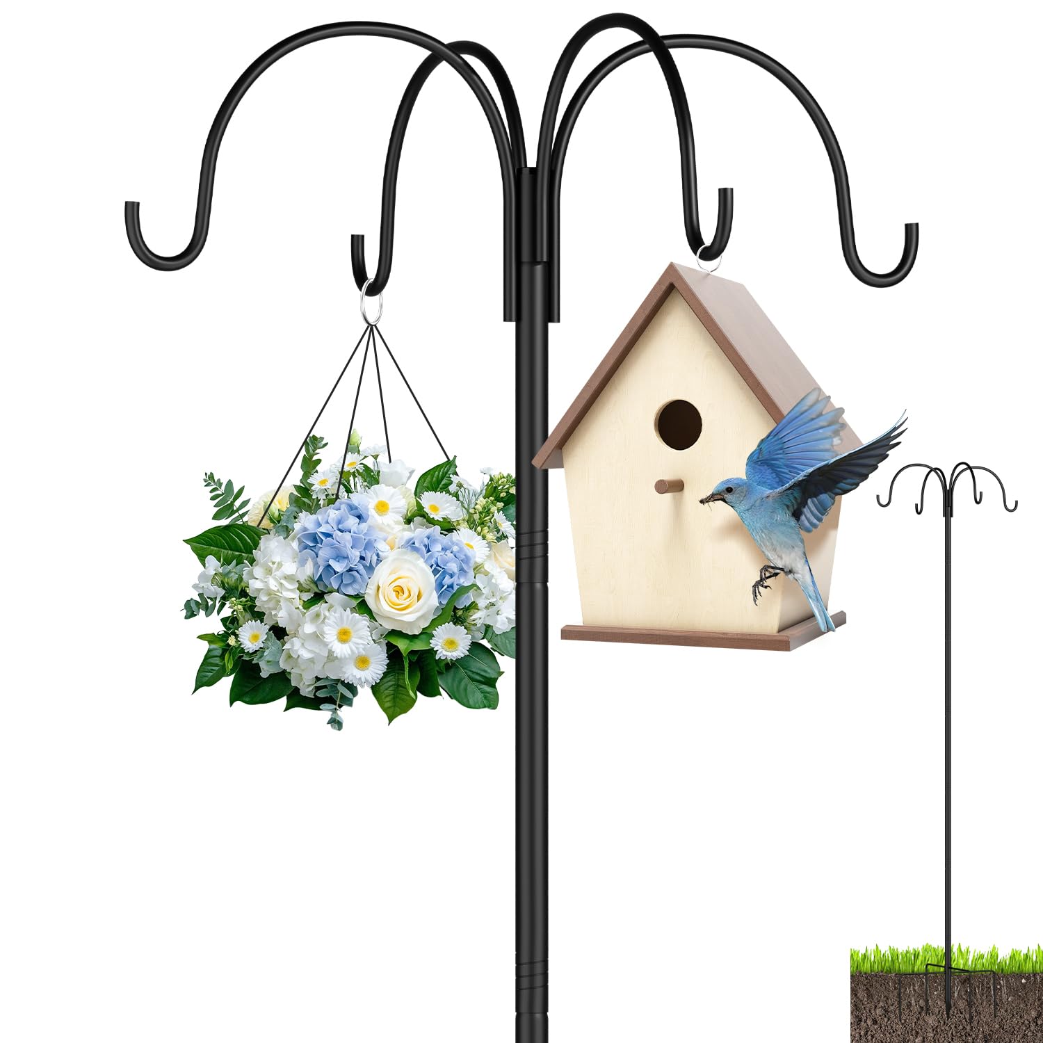 Mangeoire à oiseaux stable anti-vent avec crochets de suspension robustes