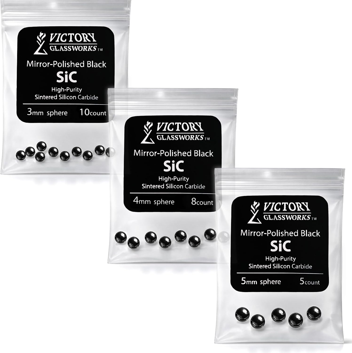 Silicon Carbide Balls (3mm x10, 4mm x8, and 5mm x5)