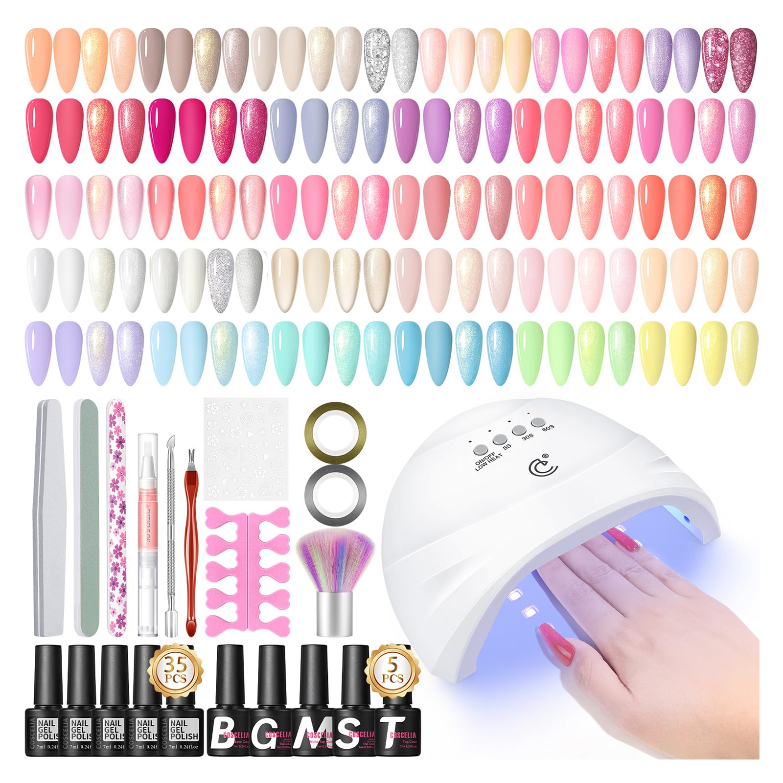 Sponsored Ad - 52pcs Gel Nail Polish Kit with U V light 35 Colors Gel Polish Set Cream Color Collection 5PC Top Base Coat Nail Art Manicure Kit for Beginners with Everything Christmas Gifts for Women Teens