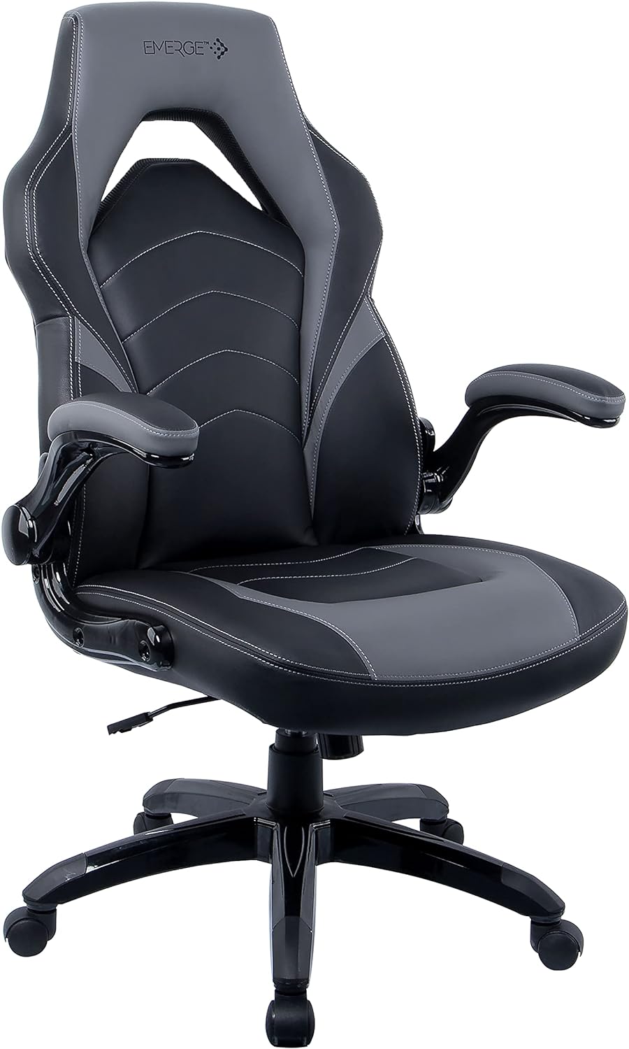 STAPLES Emerge Vortex Bonded Leather Gaming Chair, Black and Gray, 2/Pack (58224-CCVS)