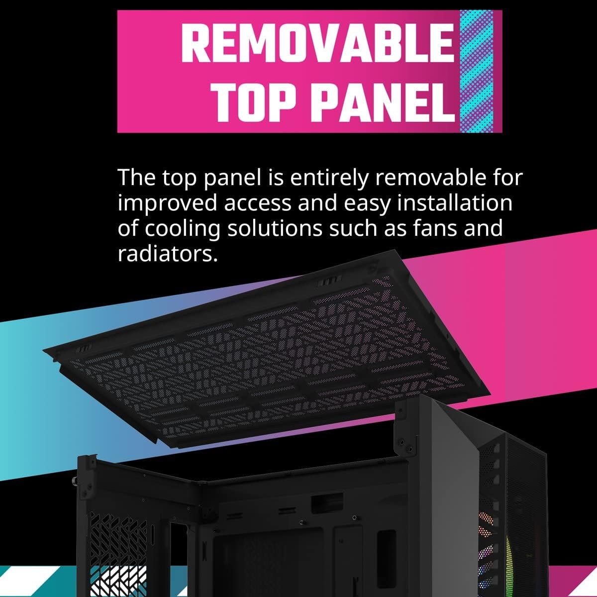 Cooler Master MasterBox 520 Mesh Blackout Airflow ATX Mid-Tower, Mesh Front Panel, Tempered Glass Panel, E-ATX up to 10.7”, Gen2 Type-C, Three CF120 120mm PWM Customizable ARGB Fan (MB520-KGNN-S00)