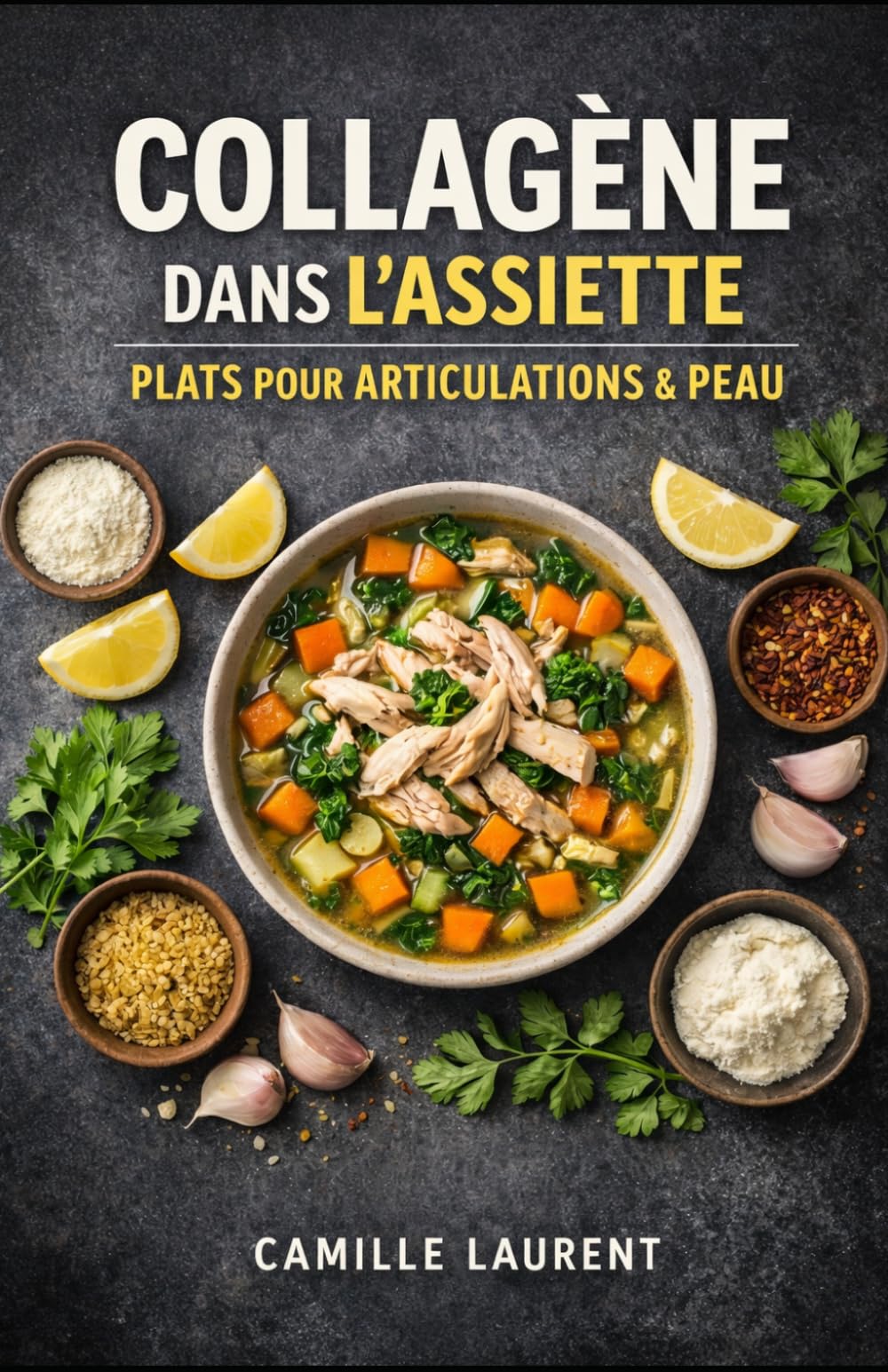 Collagène dans l’Assiette — 60 recettes gourmandes pour articulations et peau, bouillons, mijotés, poissons, viandes et légumes: Le livre de cuisine ... simplement avec des plats réconfortants...