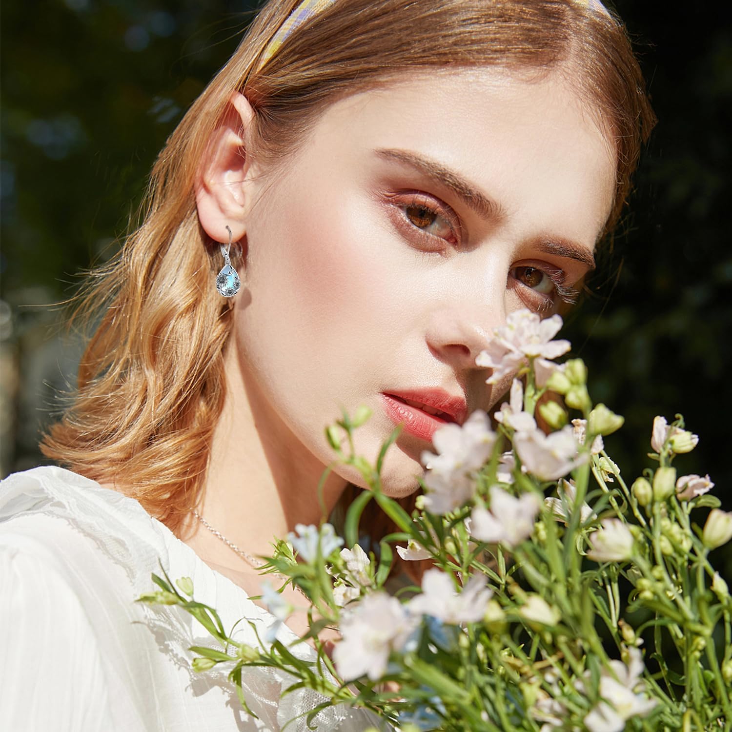 Flower Earrings 925 Sterling Silver Flower Teardrop Leverback Dangle Earrings Jewelry Gifts for Women Girls - Image 5