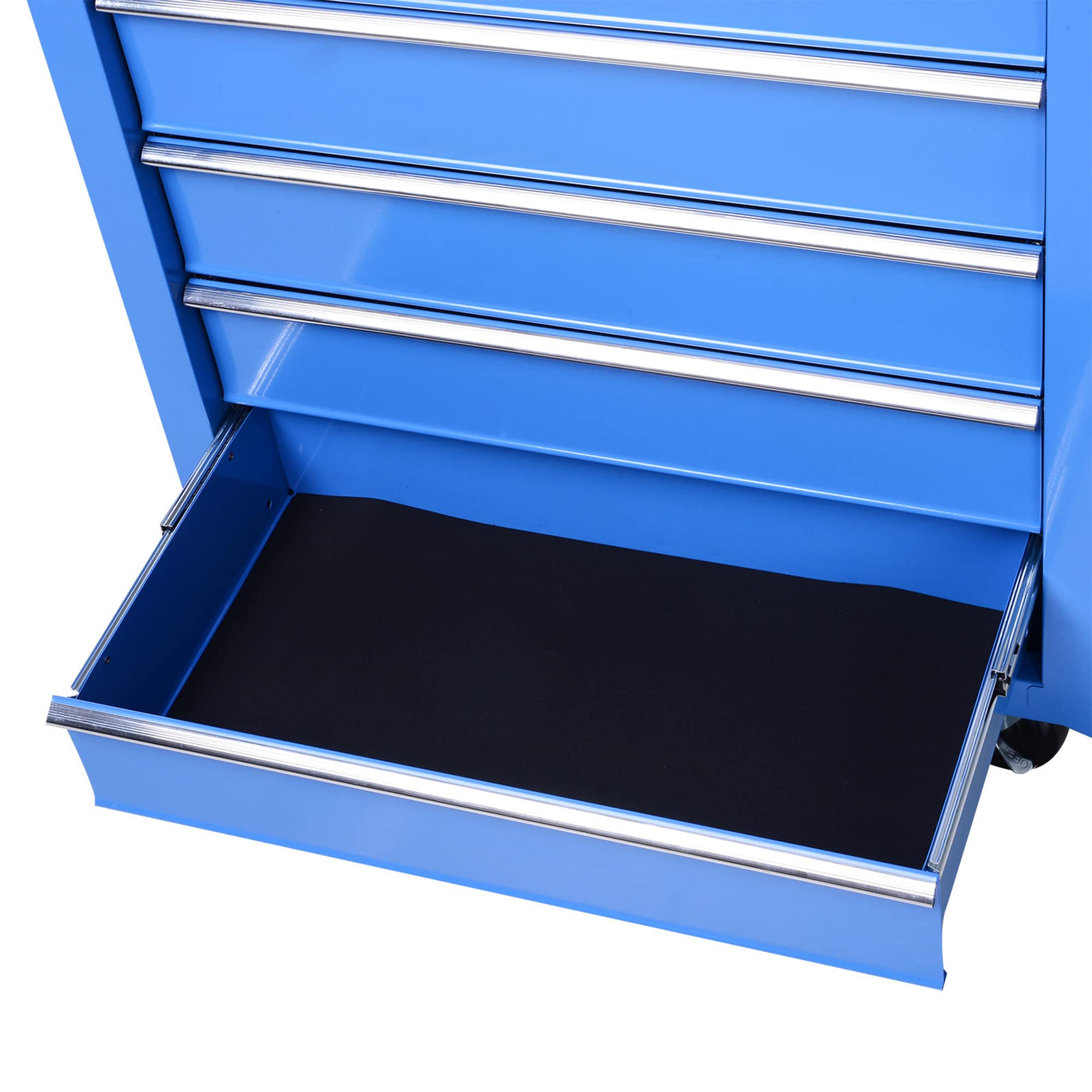 HOMCOM Carrello da Officina 5 Cassetti con Ruote in Metallo Blu 67.5x33x77cm